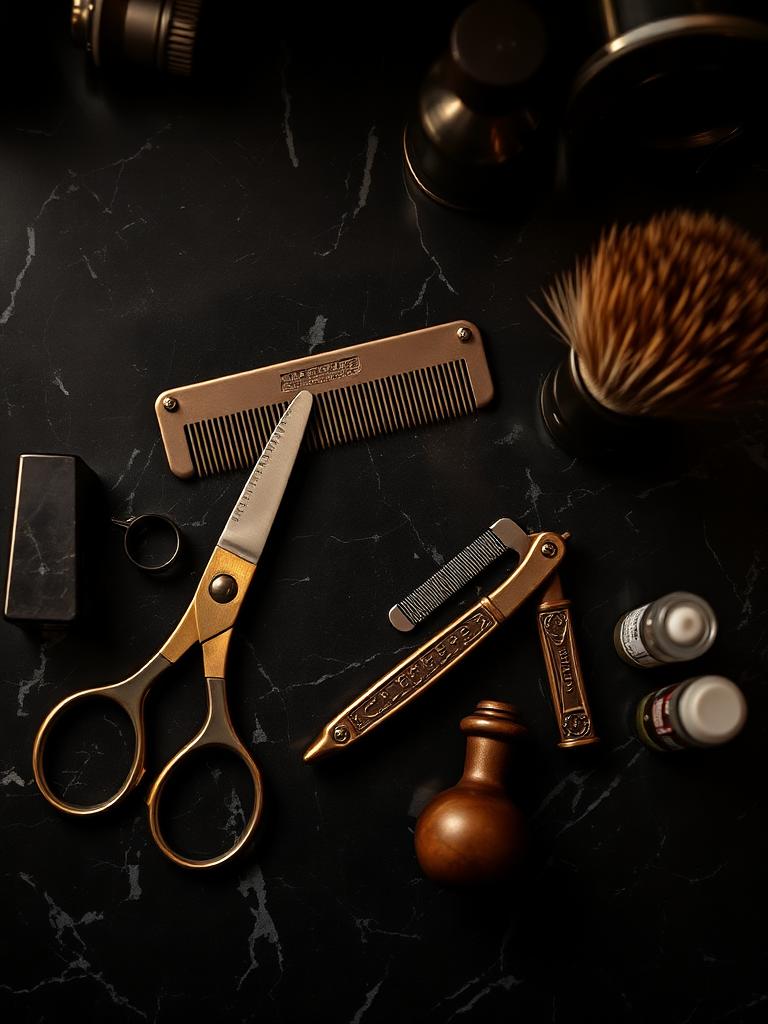 Strumenti del mestiere: forbici, pettine e rasoio